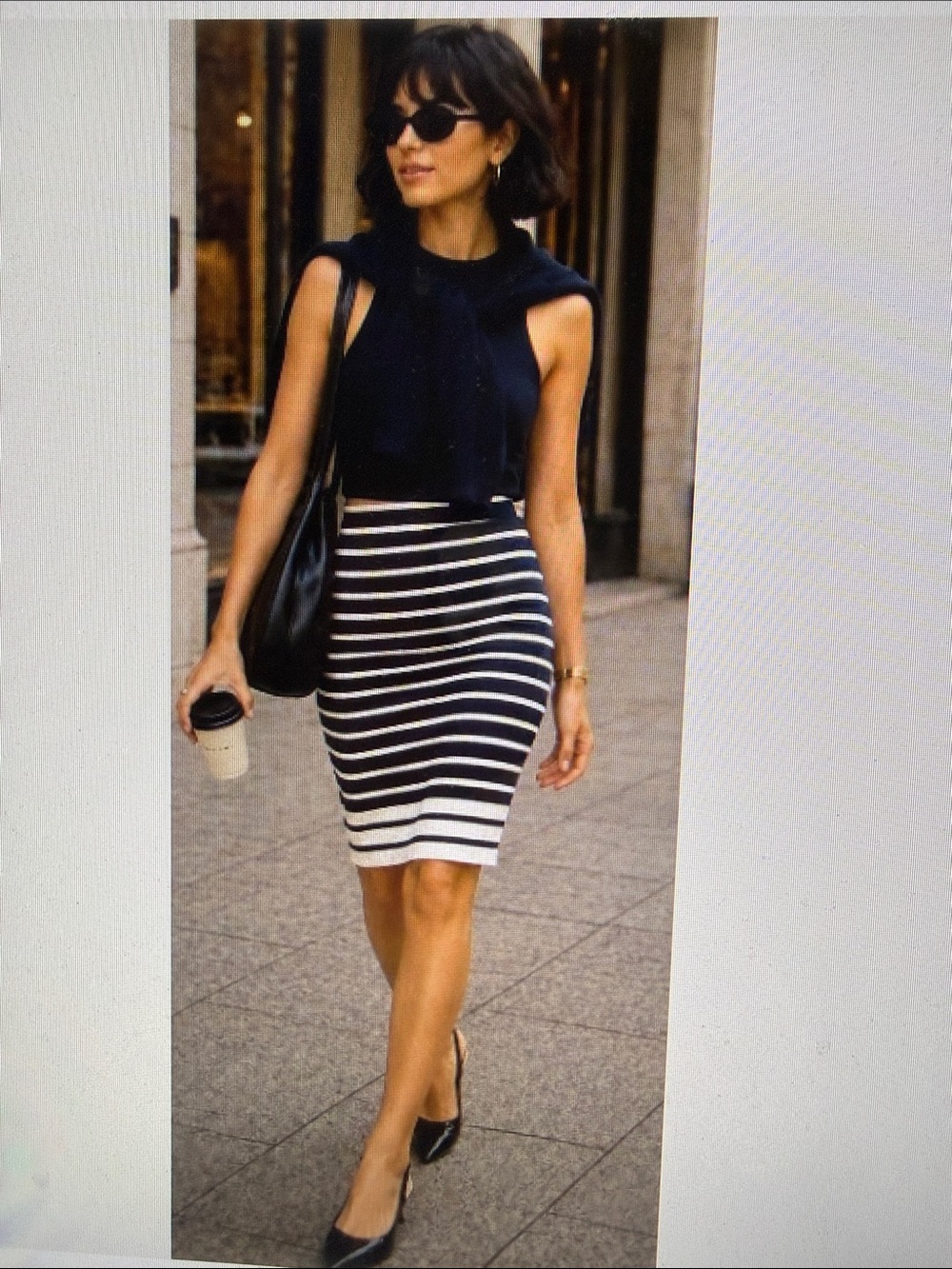 Nautical Summer Party Navy White Striped Pencil Skirt July 4th Classic Preppy 8
